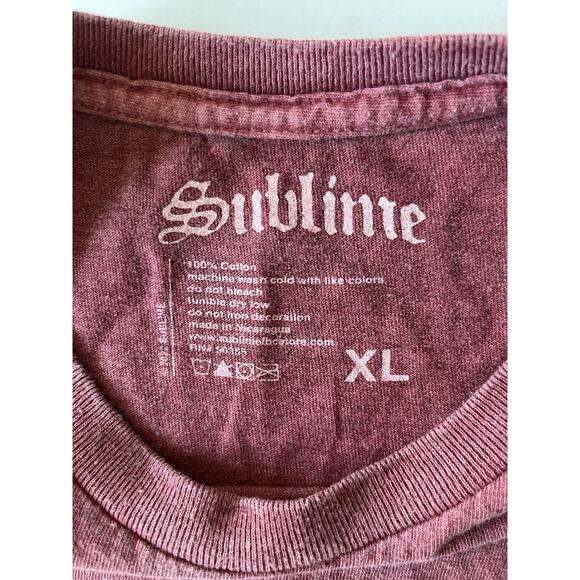 Sublime Oversized T-Shirt Women XL Red Print Skater Relaxed Fit Short Sleeve - Picture 2 of 8